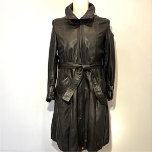Italian Men's Black Softest Leather Trench Coat